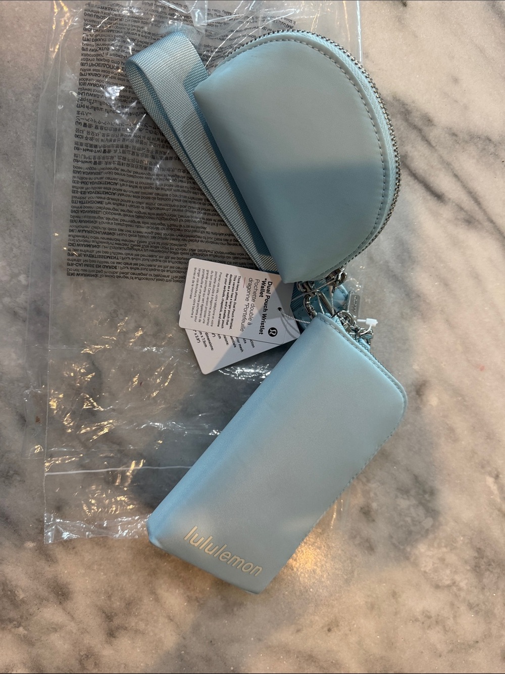 lululemon athletica Light Blue Wristlet Key Pouch Duo